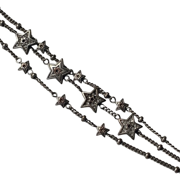 BRIGHTON Star Rocks Silver Plated Triple Strand Star Chain Woman’s Bracelet - Picture 4 of 12